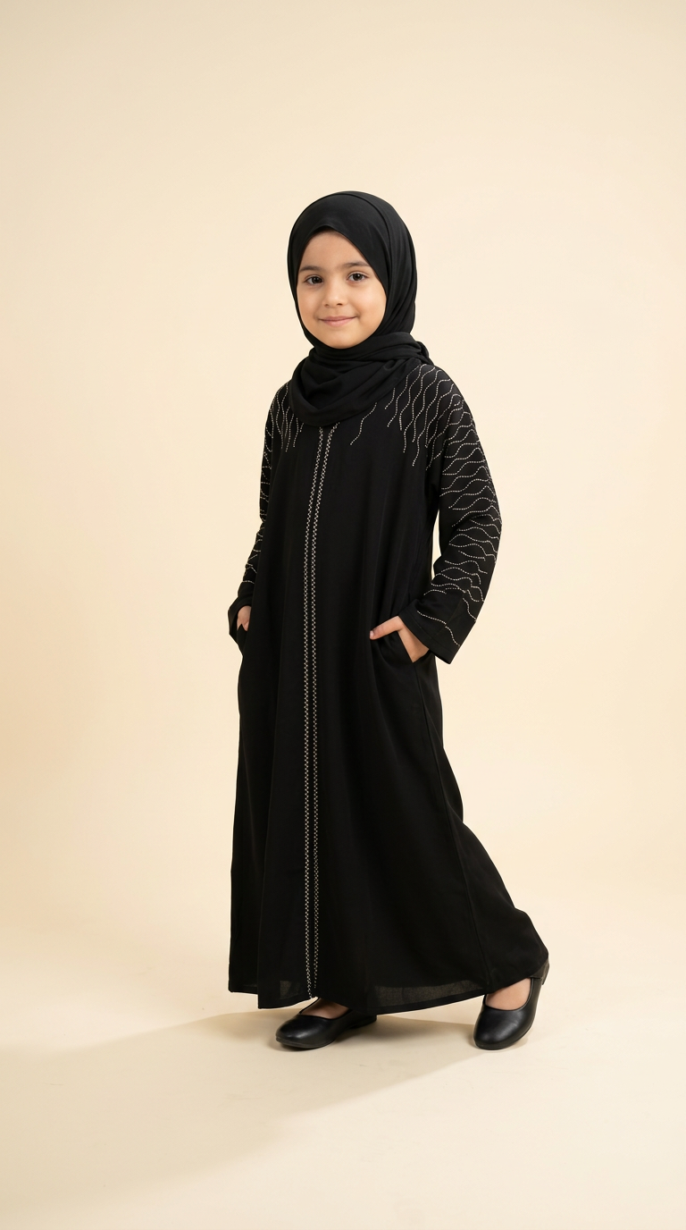 Girl Gem Rush modest abaya for girls, product photo 4