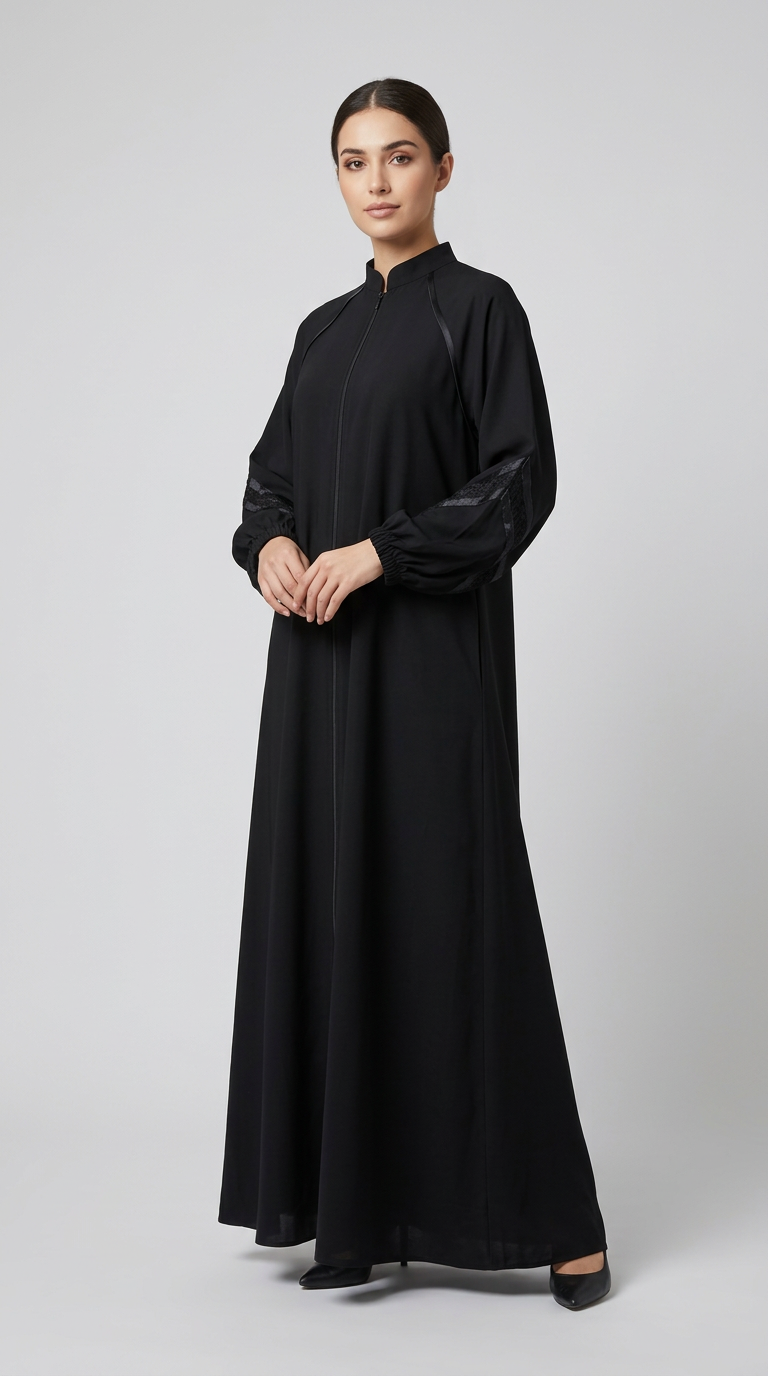 Women Black Crystal Abaya for women, product photo 2 | Peace & Co. Boutique