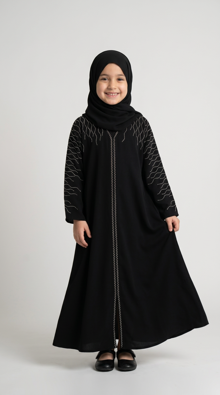 Girl Gem Rush modest abaya for girls, product photo 1
