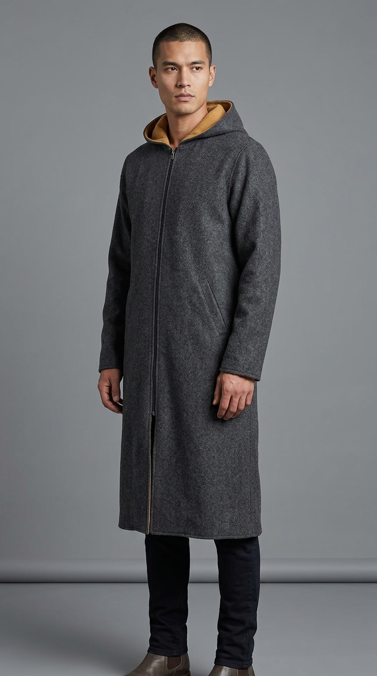 Model wearing Banto Double Face Al-Ajrafi Cap in black with tan trim