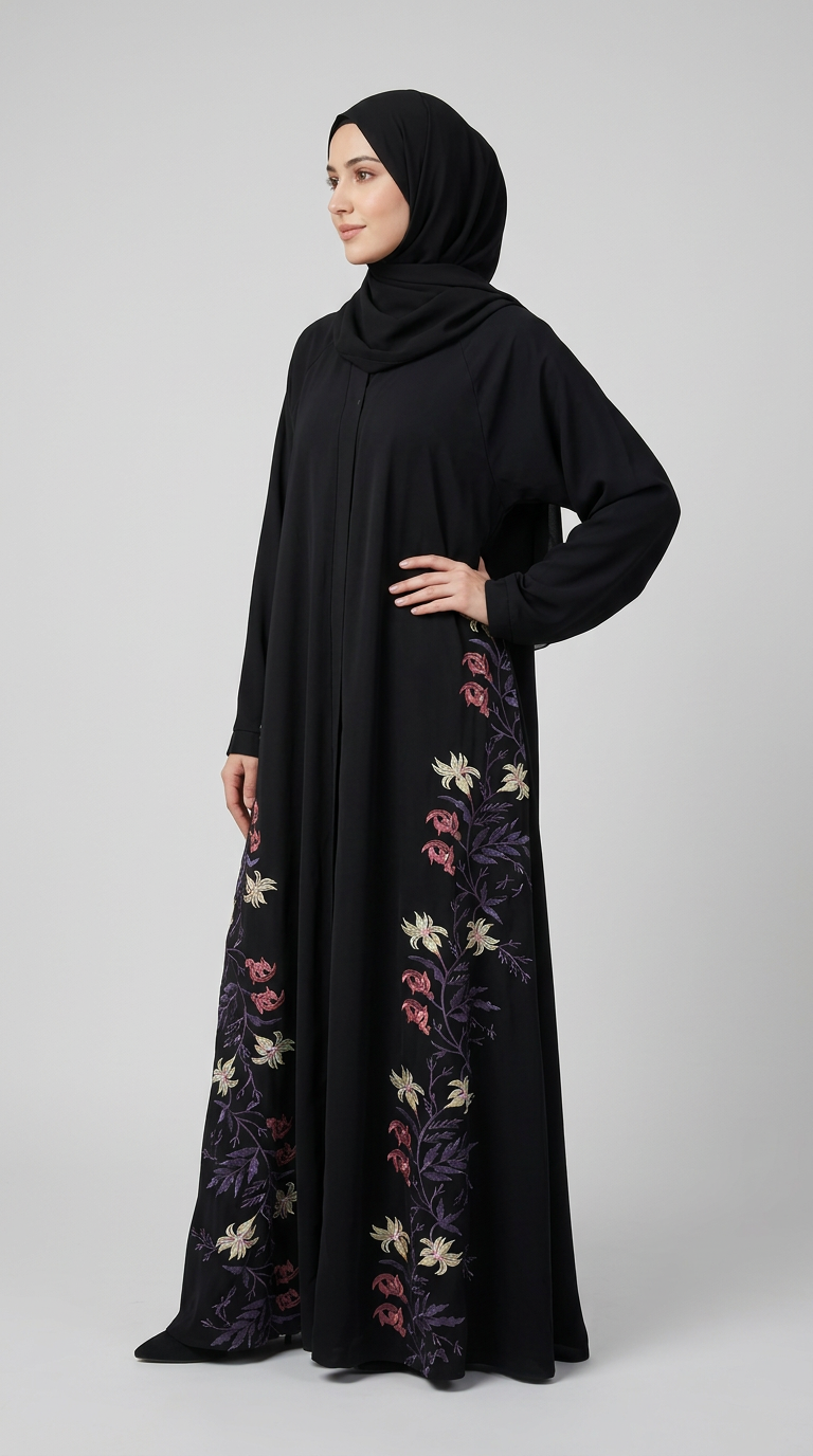 Women Colorful Stitch Abaya for women, product photo 4 | Peace & Co. Boutique