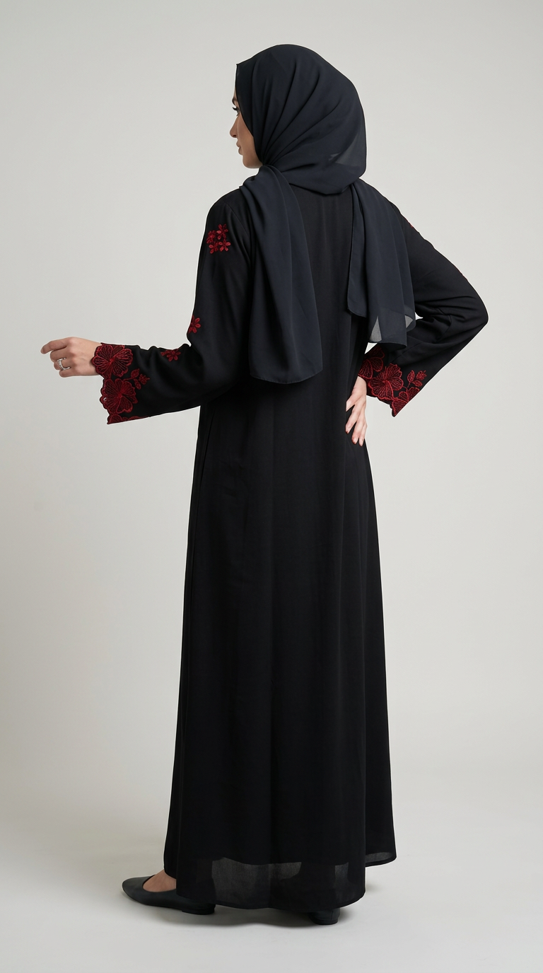 Women Red Line Abaya for women, product photo 3 | Peace & Co. Boutique