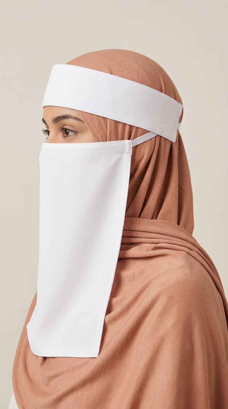 White Clip Niqab 07, side view