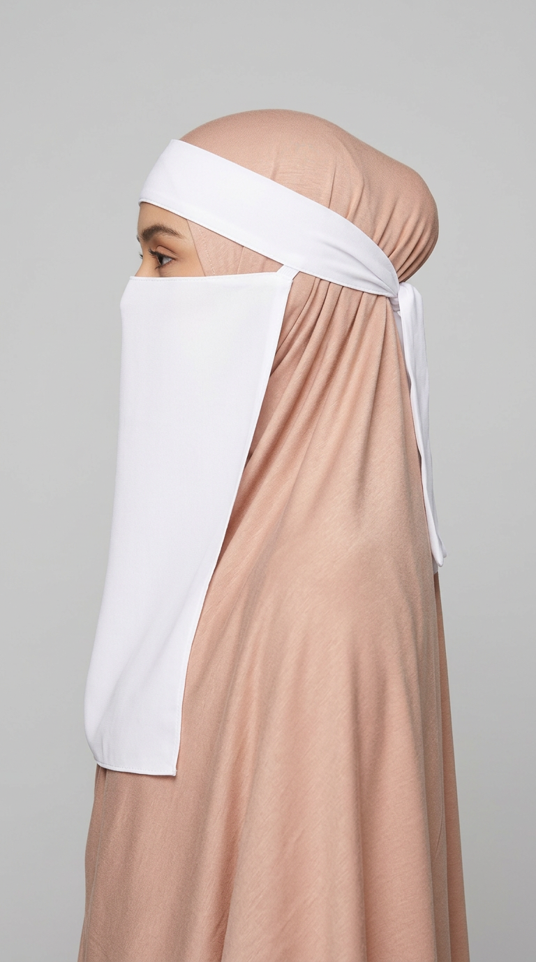 White Easy Band Niqab 02, side view