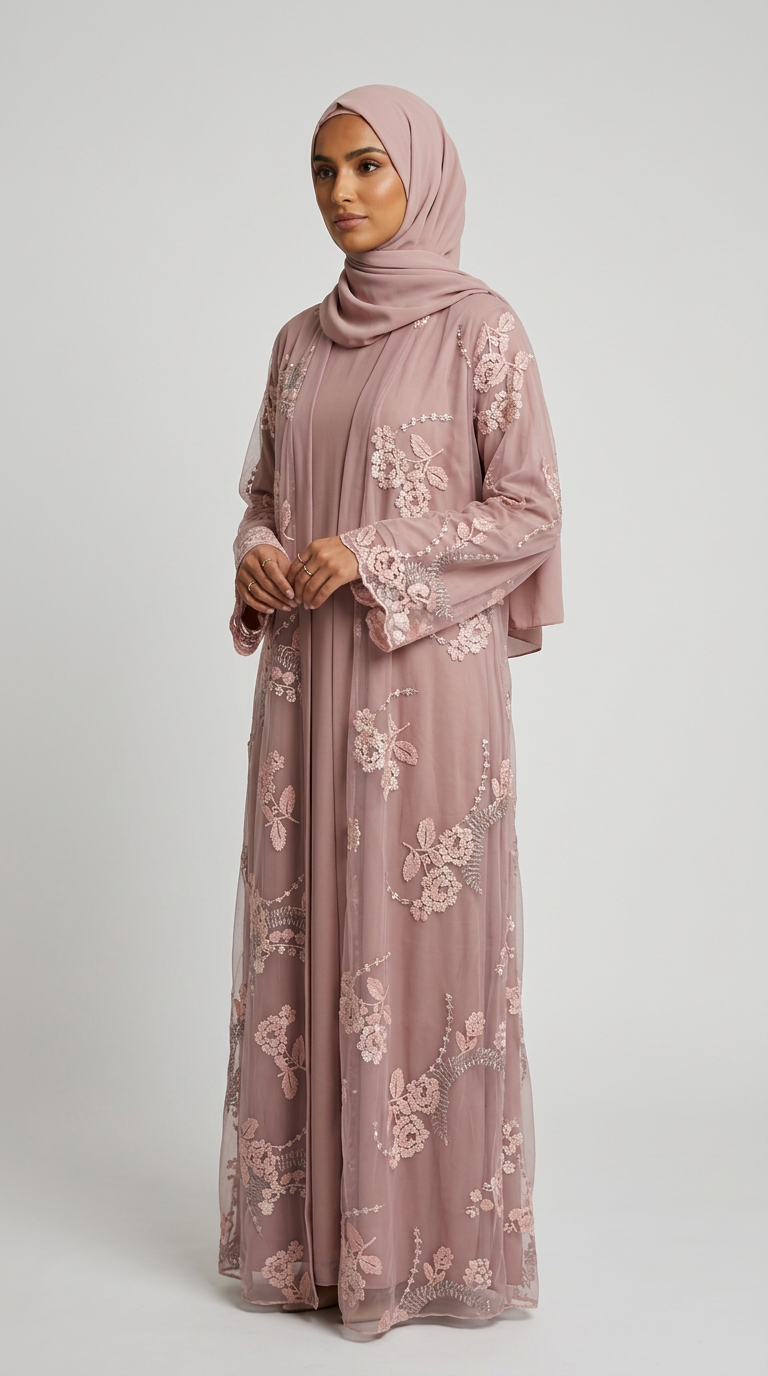 PINKY NET ABAYA MOMMY (F-7)