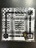 Black and White Palestinian Arab Muslim Islam Prayer Shawl Arafat Head Scarf