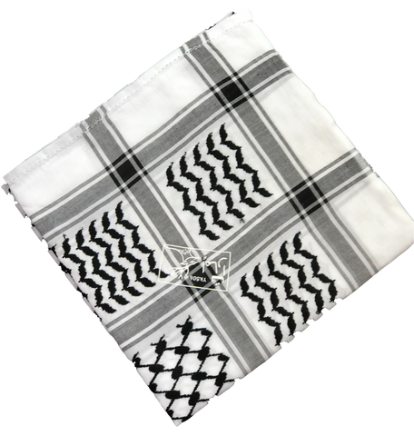 Black and White Palestinian Arab Muslim Islam Prayer Shawl Arafat Head Scarf