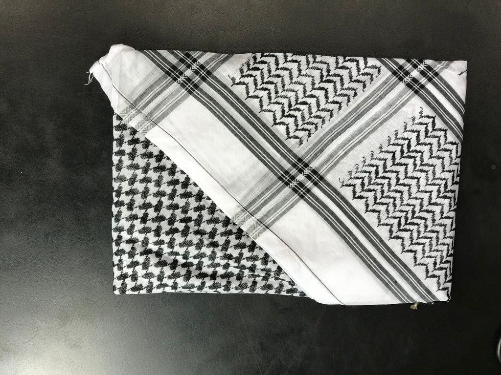 Black and White Arab Muslim Islam Prayer Shawl Arafat Head Scarf