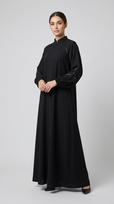 Women Black Crystal Abaya for women, product photo 2 | Peace & Co. Boutique
