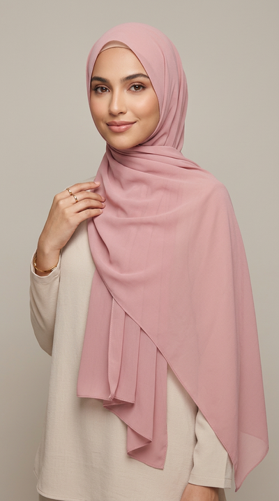 Model wearing the Cider Premium Chiffon Hijab, front view