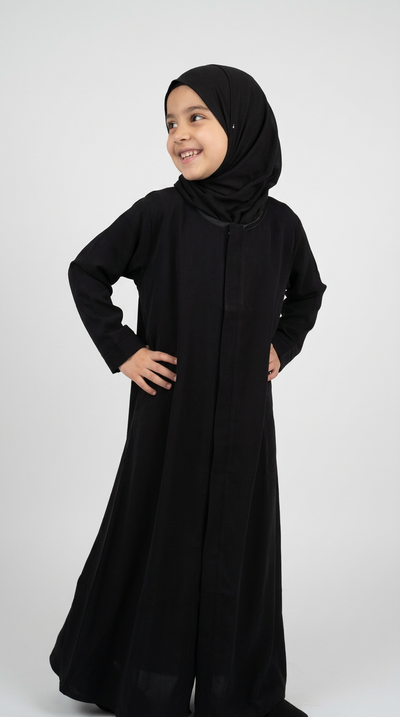Front Flap Open Girl modest abaya for girls, product photo 3