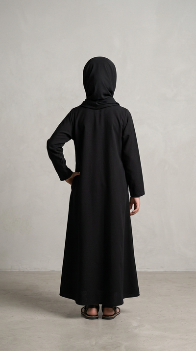 Front Flap Open Girl modest abaya for girls, product photo 2