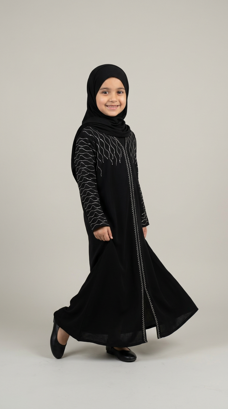 Girl Gem Rush modest abaya for girls, product photo 2