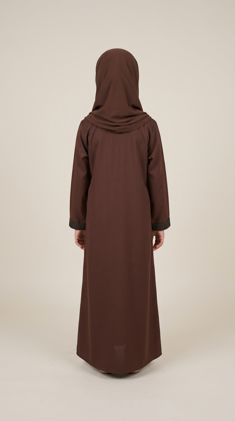 Moroccan-style girls abaya and matching hijab, alternate view