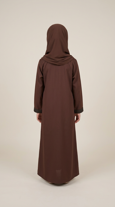 Moroccan-style girls abaya and matching hijab, alternate view