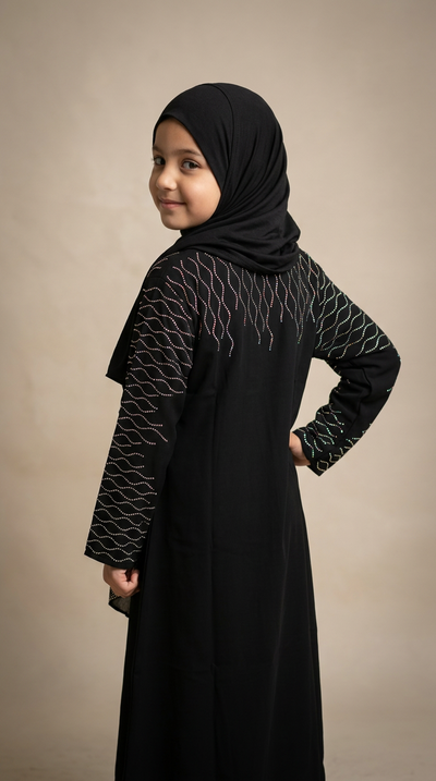 Girl Gem Rush modest abaya for girls, product photo 3