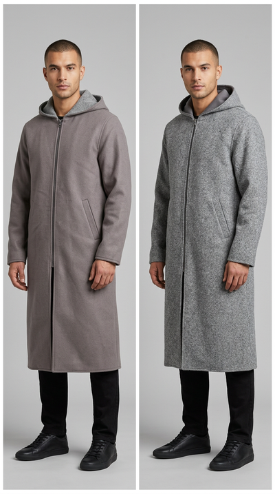 Banto Double Face Al-Ajrafi Cap shown in charcoal and gray color comparison on models