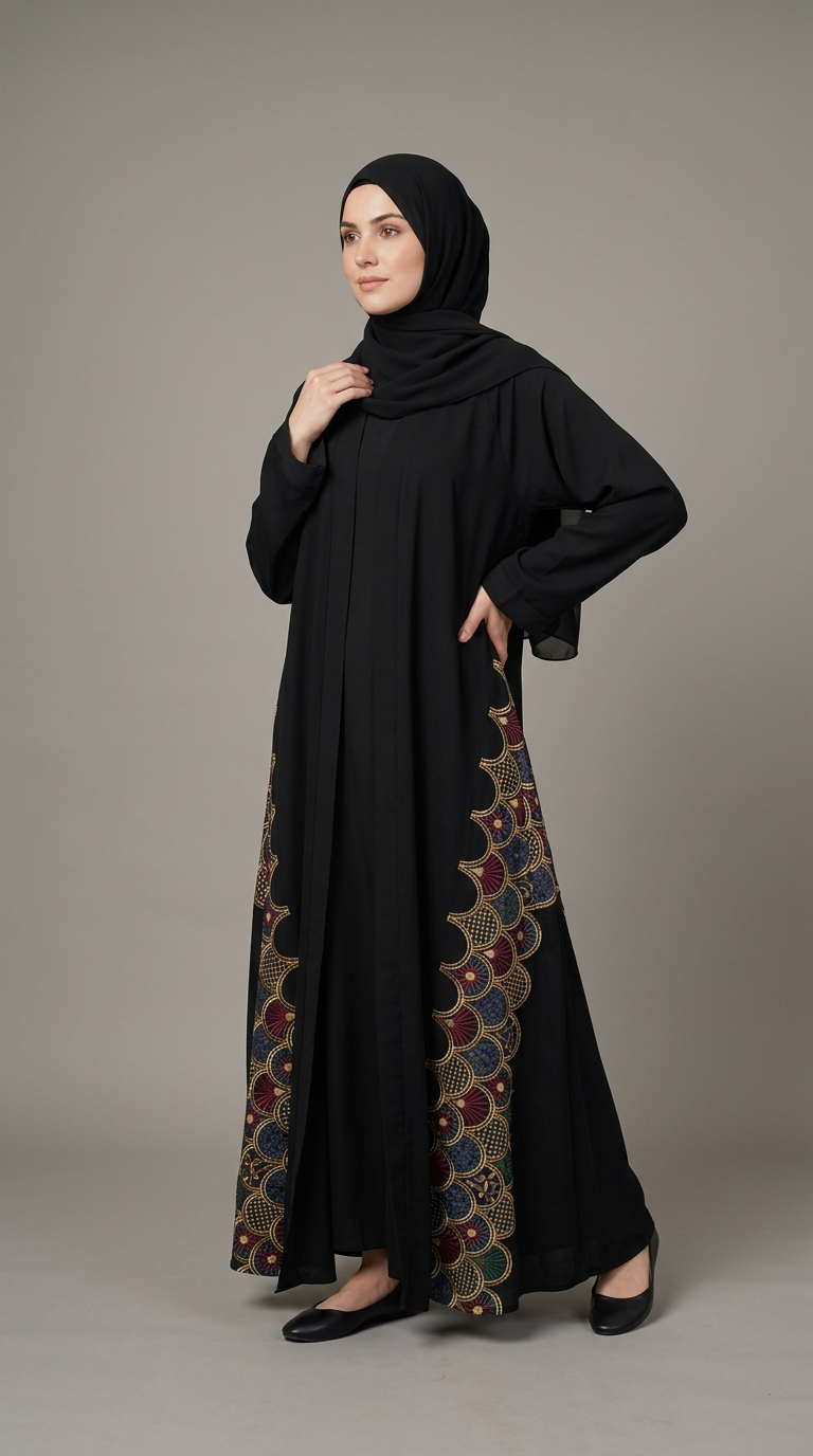 Women Colorful Stitch Abaya for women, product photo 2 | Peace & Co. Boutique