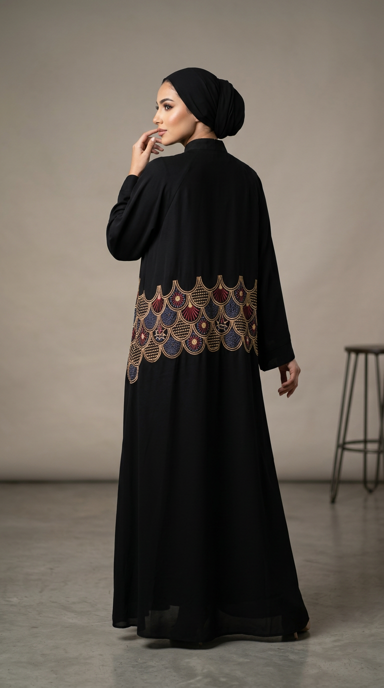 Women Colorful Stitch Abaya for women, product photo 5 | Peace & Co. Boutique
