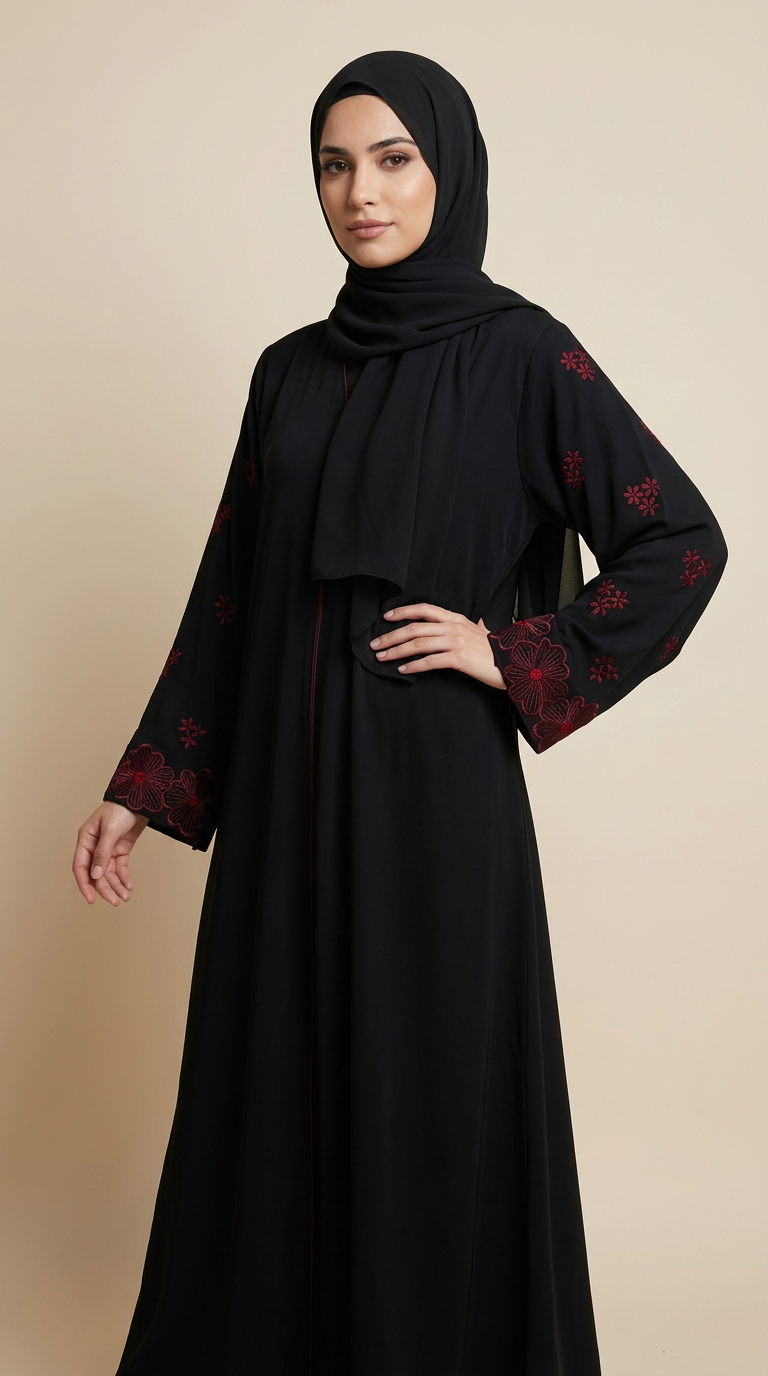 Women Red Line Abaya for women, product photo 4 | Peace & Co. Boutique