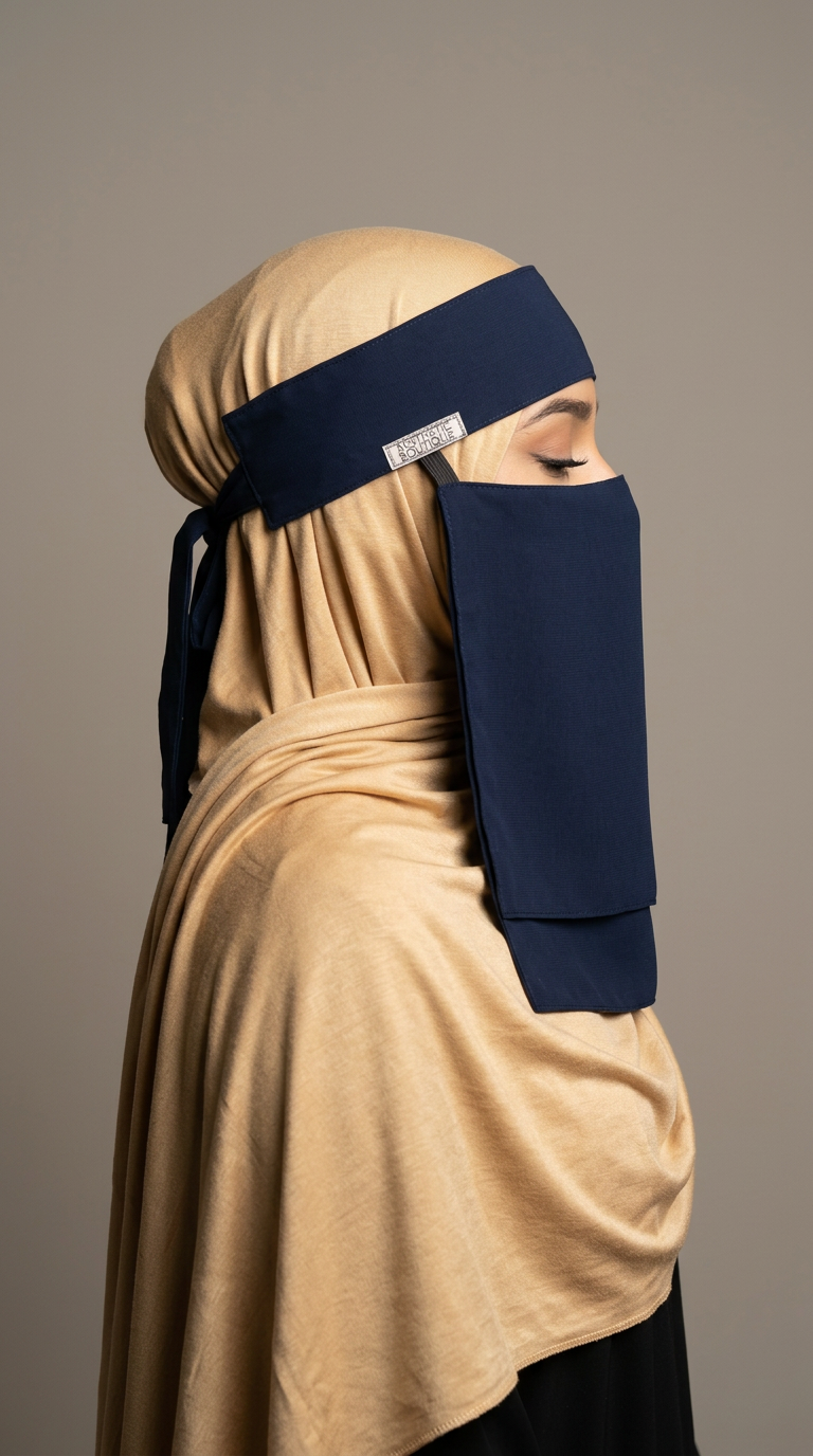 Navy Nose Pinch Niqab, side view