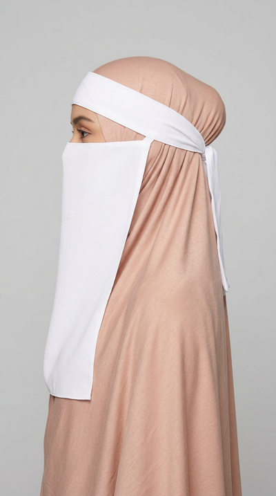 White Easy Band Niqab 02, side view