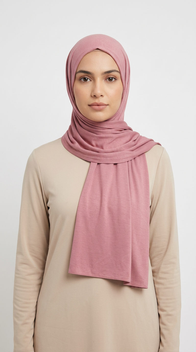 Model wearing a rose Premium Jersey Hijab