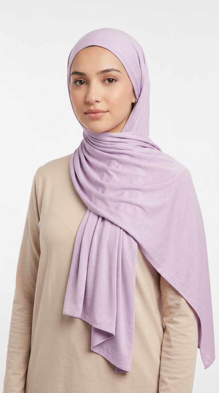 Model wearing a lilac Premium Jersey Hijab