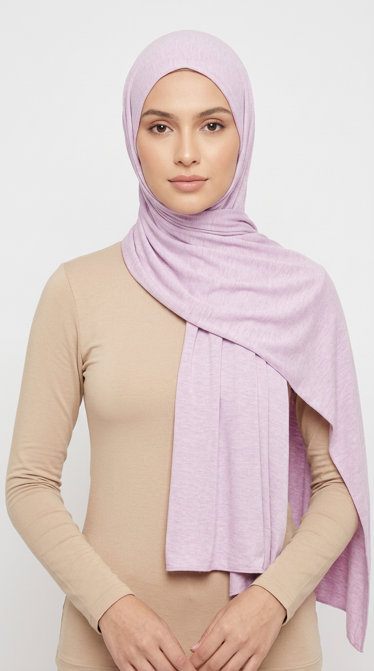 Model wearing a lilac Premium Jersey Hijab