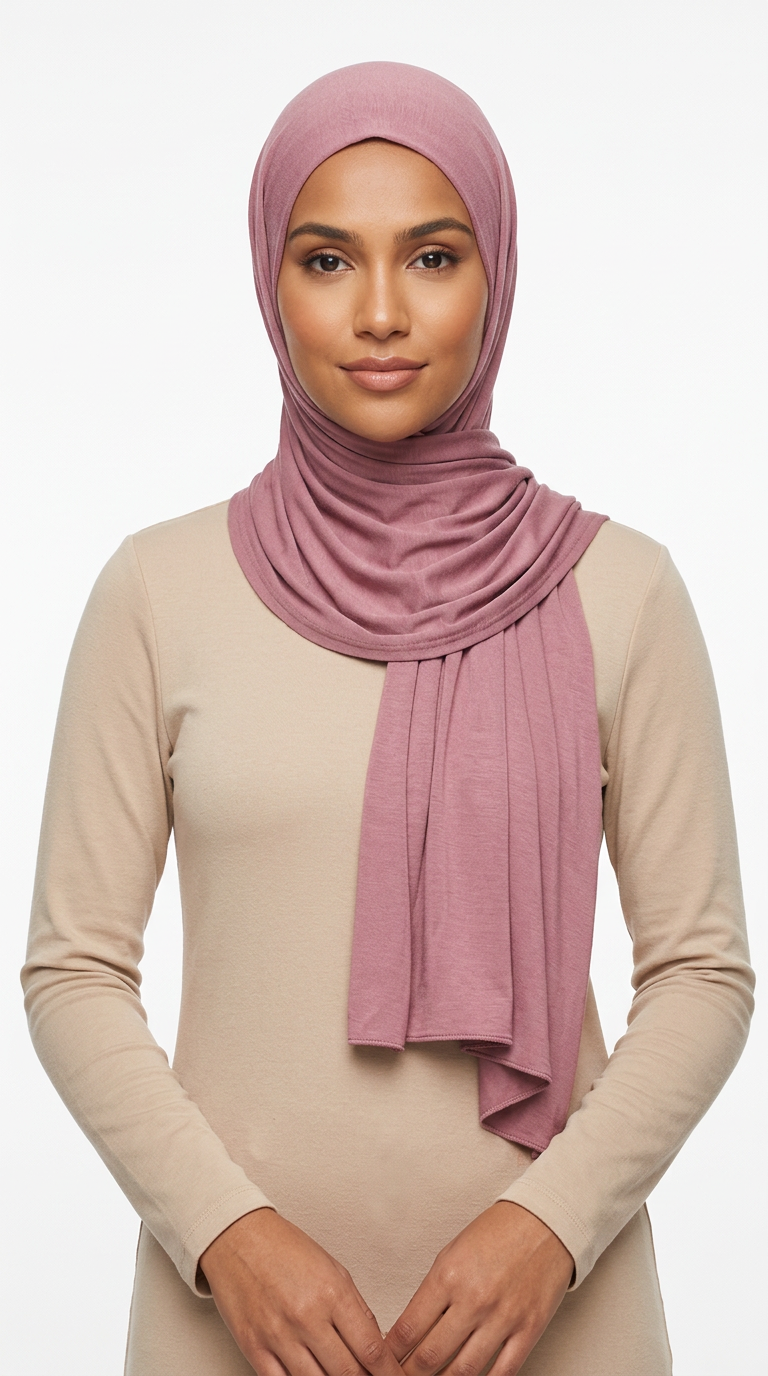 Model wearing a rose Premium Jersey Hijab
