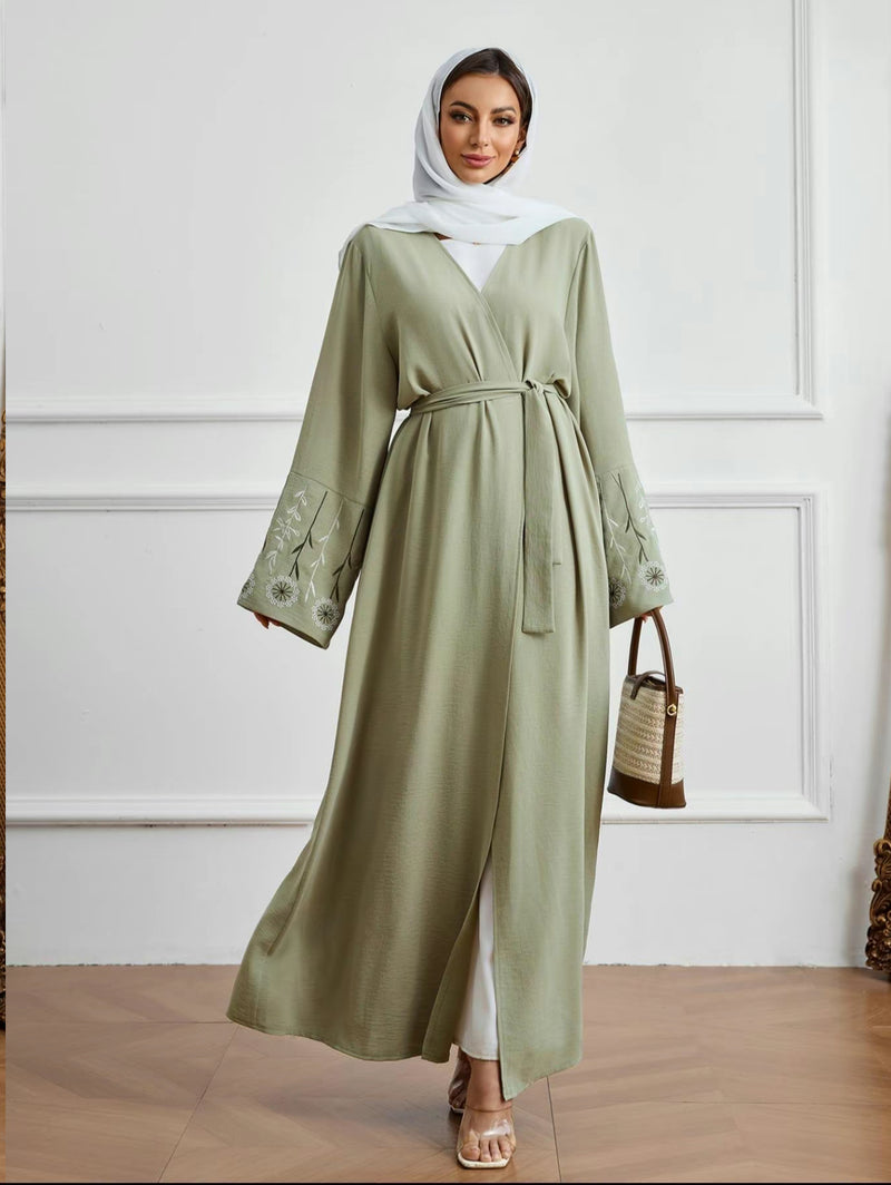 Hand Stich Straight Cut Oliva Abaya