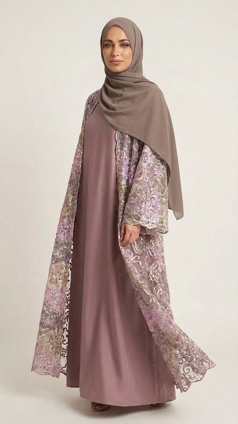 PURPLE NET ABAYA ADHA26(AA4)