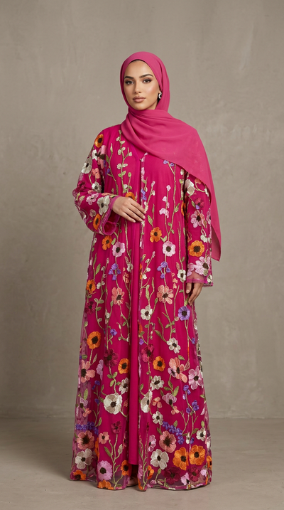 FLOWER MIX NET ABAYA(F-8)