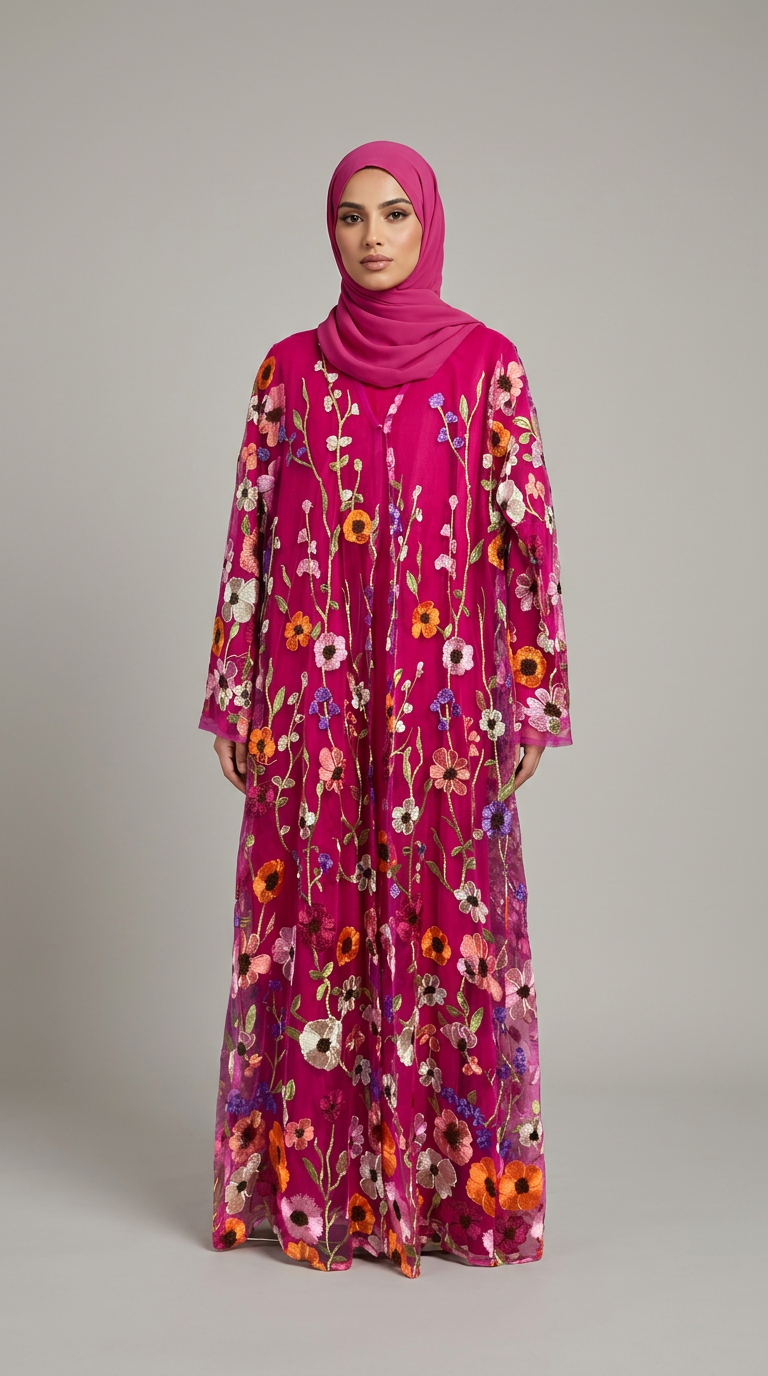 FLOWER MIX NET ABAYA(F-8)