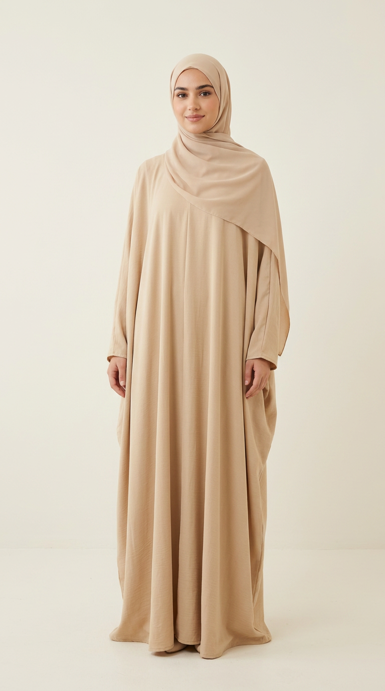 Tan  Piece Inner Tie Abaya - Sum