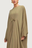 Olive Fancy Front Tie Abaya -Sum