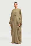 Olive Fancy Front Tie Abaya -Sum