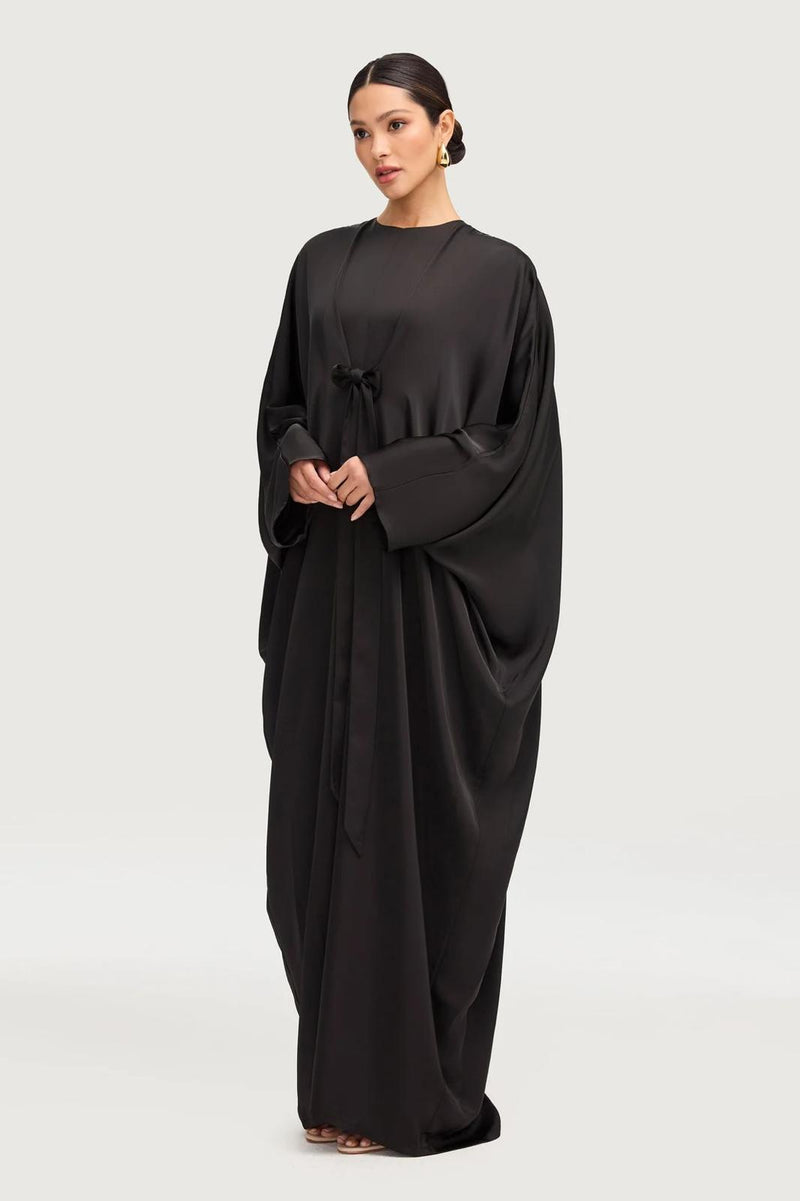 Black Front Tie Fancy Abaya- Sum