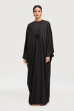 Black Front Tie Fancy Abaya- Sum