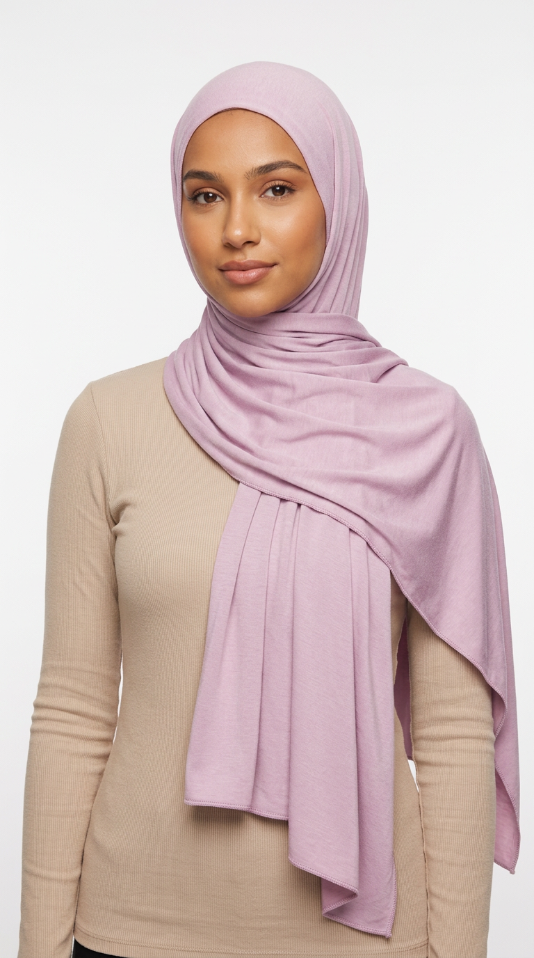 Model wearing a lilac Premium Jersey Hijab