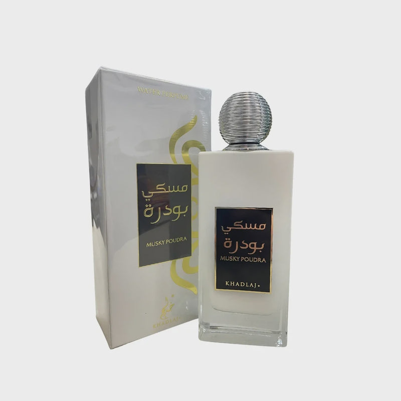 Khadlaj Musky Poudra Water Perfume | Powdery Musk Unisex Scent – 3.4 oz