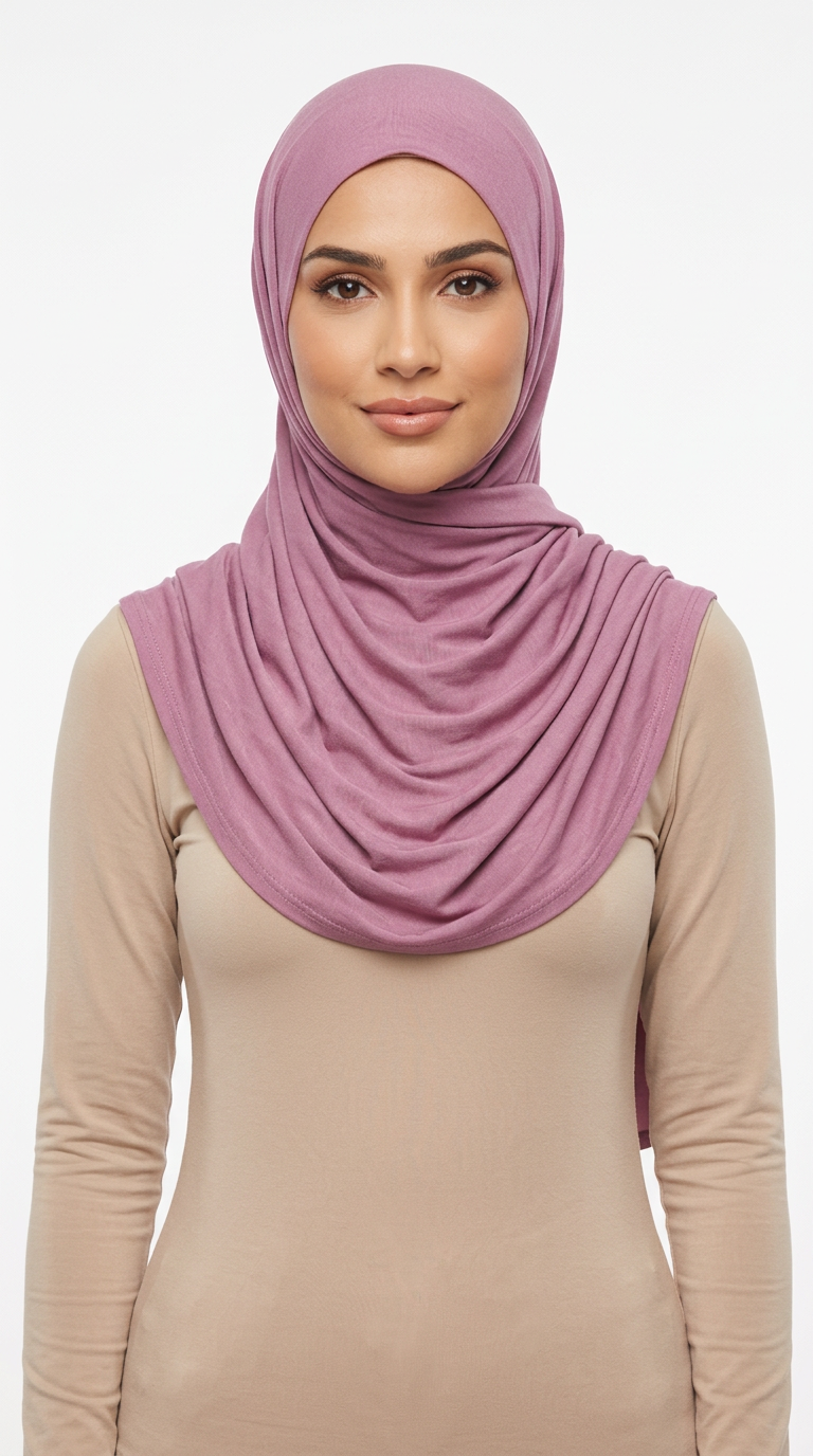 Model wearing a mauve Premium Jersey Hijab