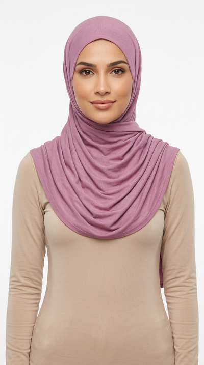 Model wearing a mauve Premium Jersey Hijab