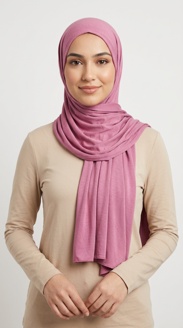 Model wearing a mauve Premium Jersey Hijab
