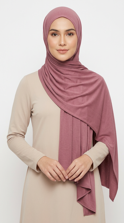 Model wearing a rose Premium Jersey Hijab