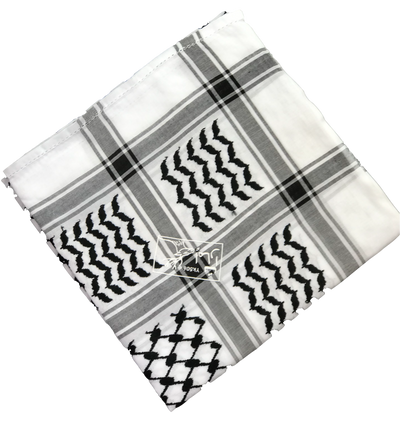 Black and White Palestinian Arab Muslim Islam Prayer Shawl Arafat Head Scarf