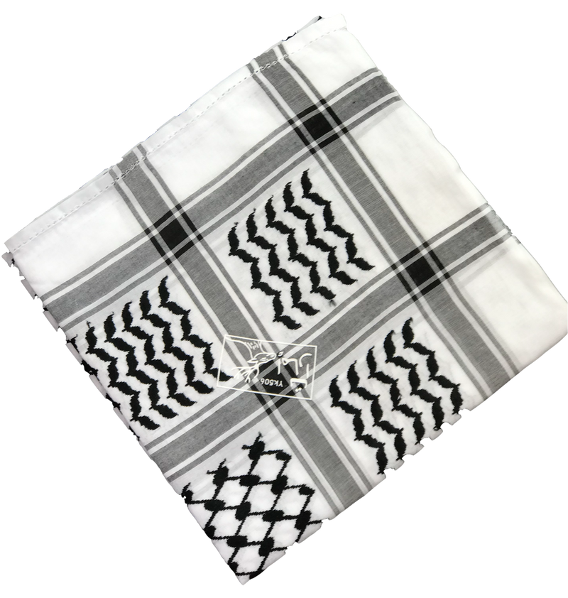 Black and White Palestinian Arab Muslim Islam Prayer Shawl Arafat Head Scarf