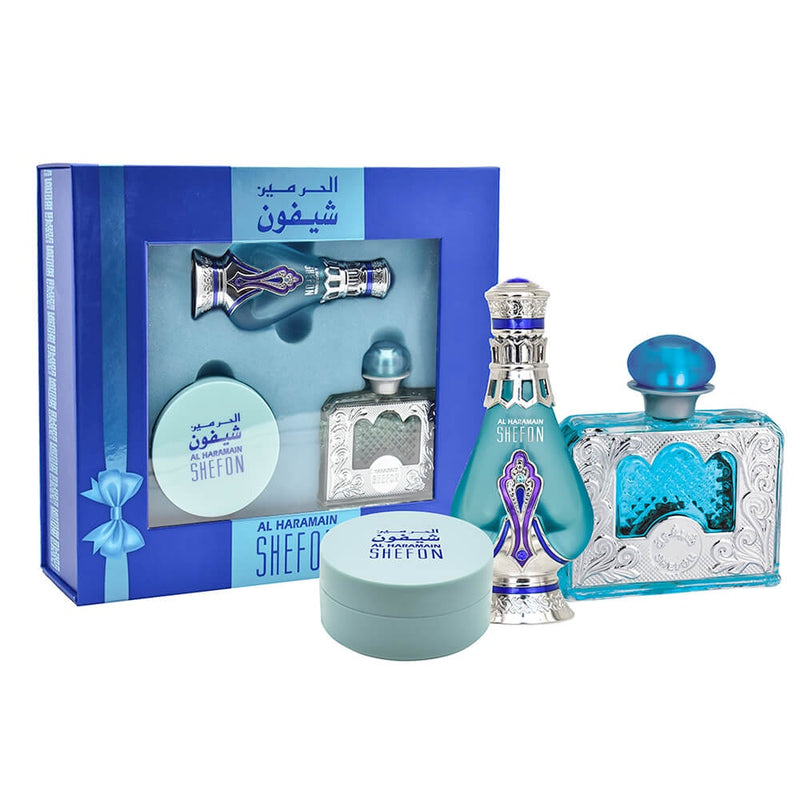 Haramain Shefon Gift Set (Haramain Bukhoor 40gms, Concentrated Perfume Oil 20ml, Eau De Parfum 60ml)