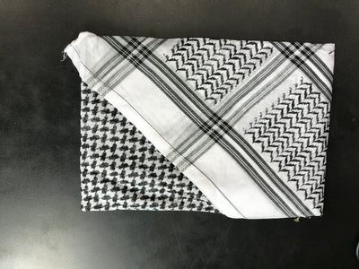 Black and White Arab Muslim Islam Prayer Shawl Arafat Head Scarf